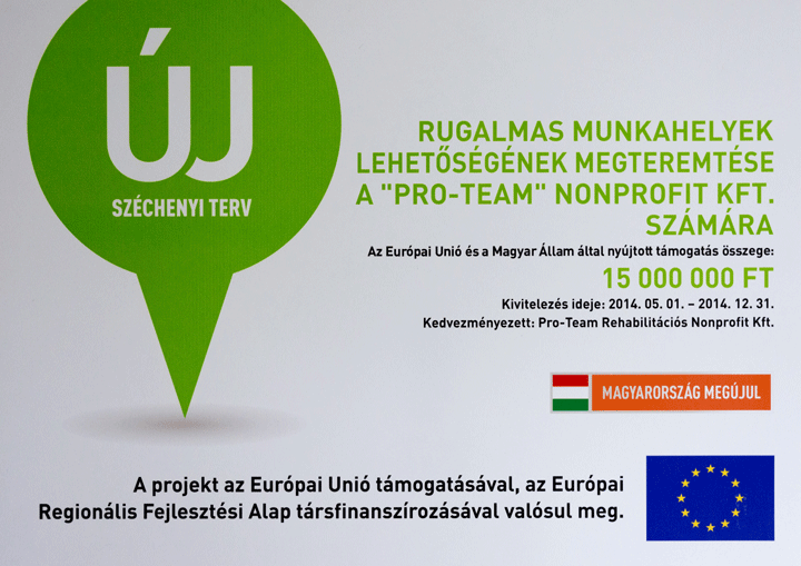 Rugalmas munkahely kialakítása Pro- Team Nonprofit Kft.-nél